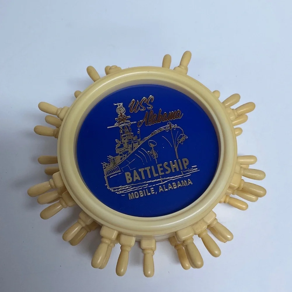 VINTAGE USS set of 6 Coasters Alabama Battleship Mobile, Alabama Colorful